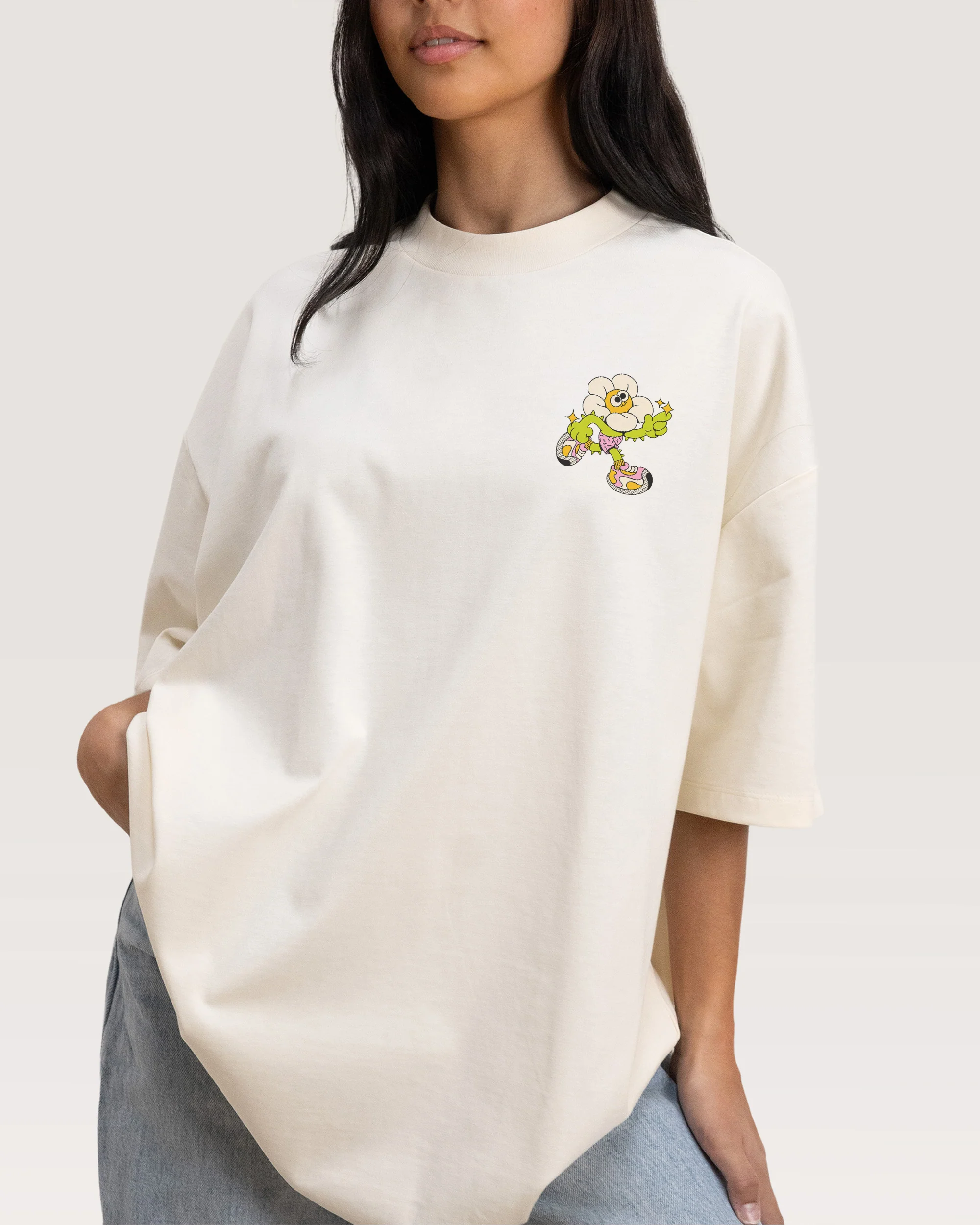 Among the Daisies Front and Back Oversized Tee - Image 2