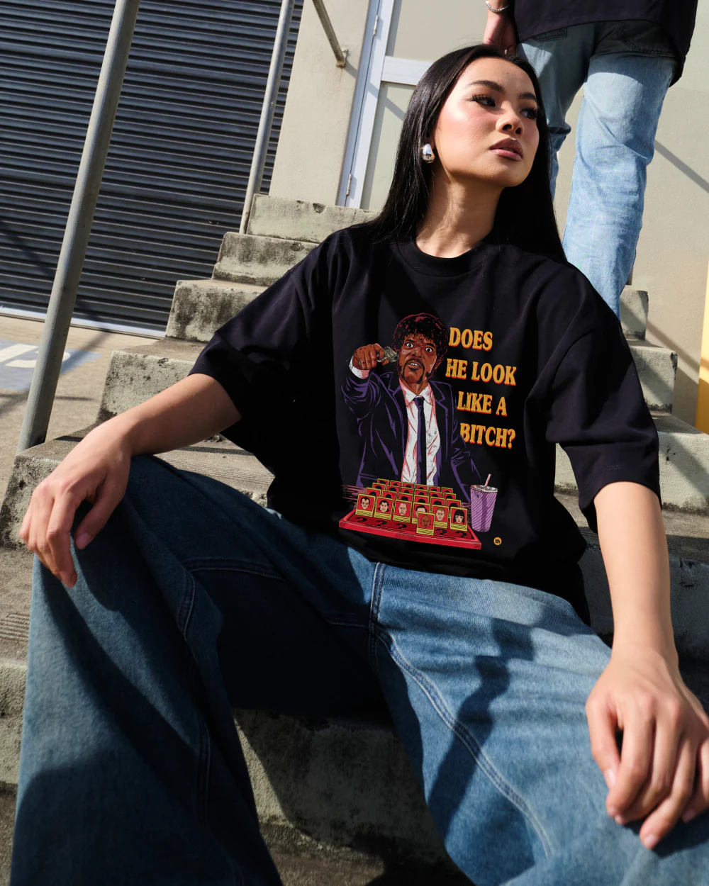 Does He Look Like a Bitch Oversized Tee - Image 4