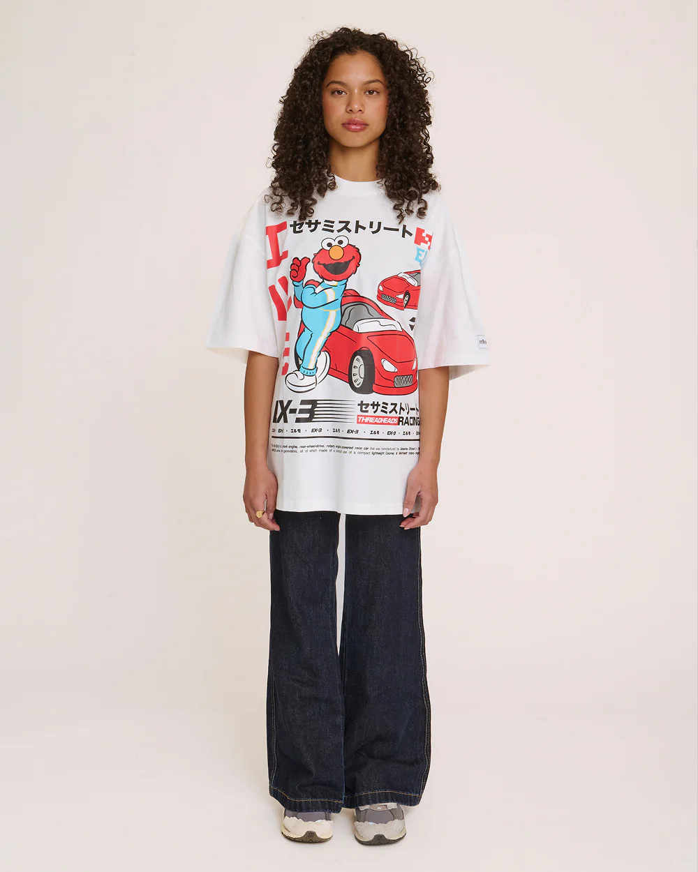 Elmo Tokyo Drift White Oversized Tee - Image 3
