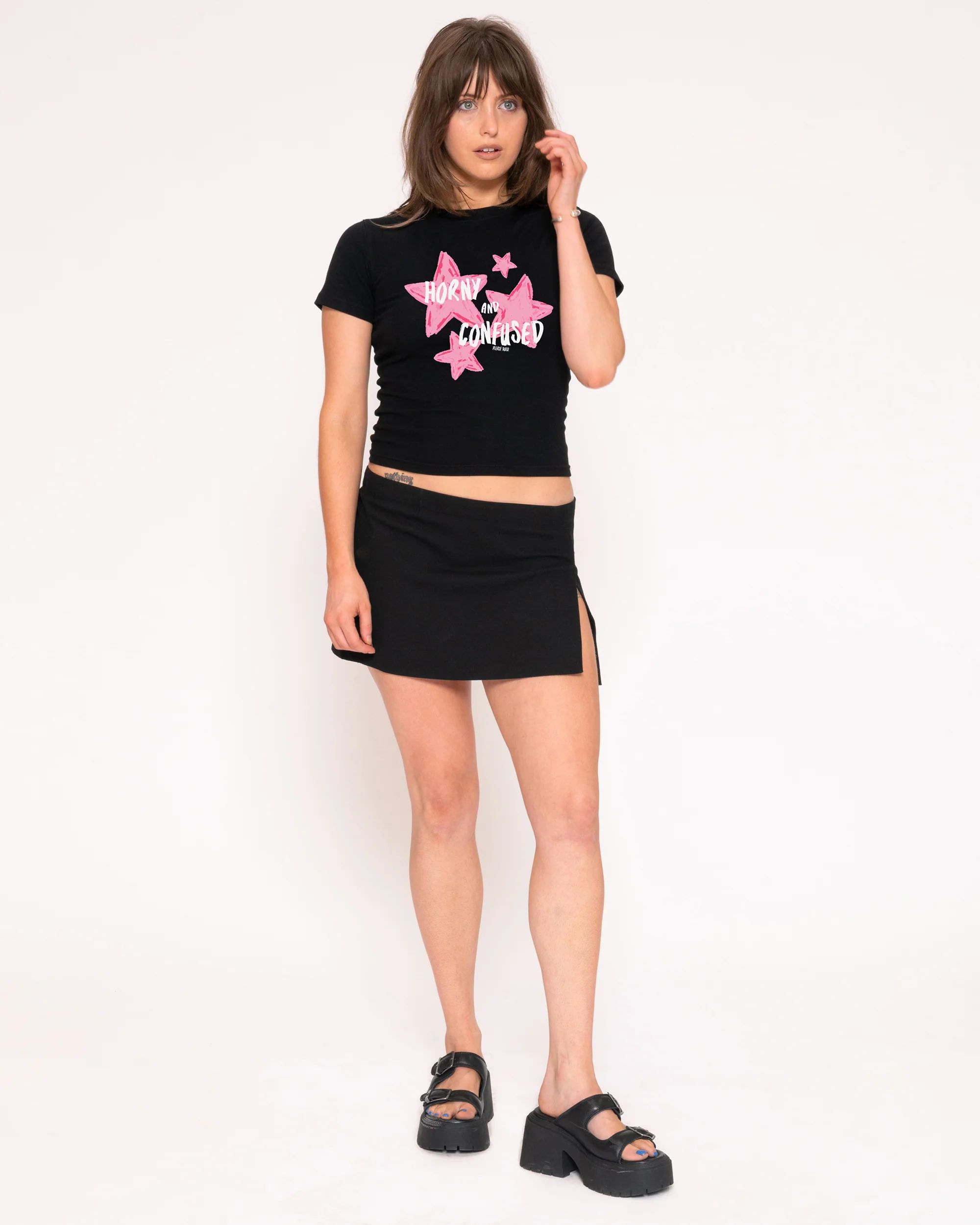 Horny & Confused Longline Baby Tee - Image 2