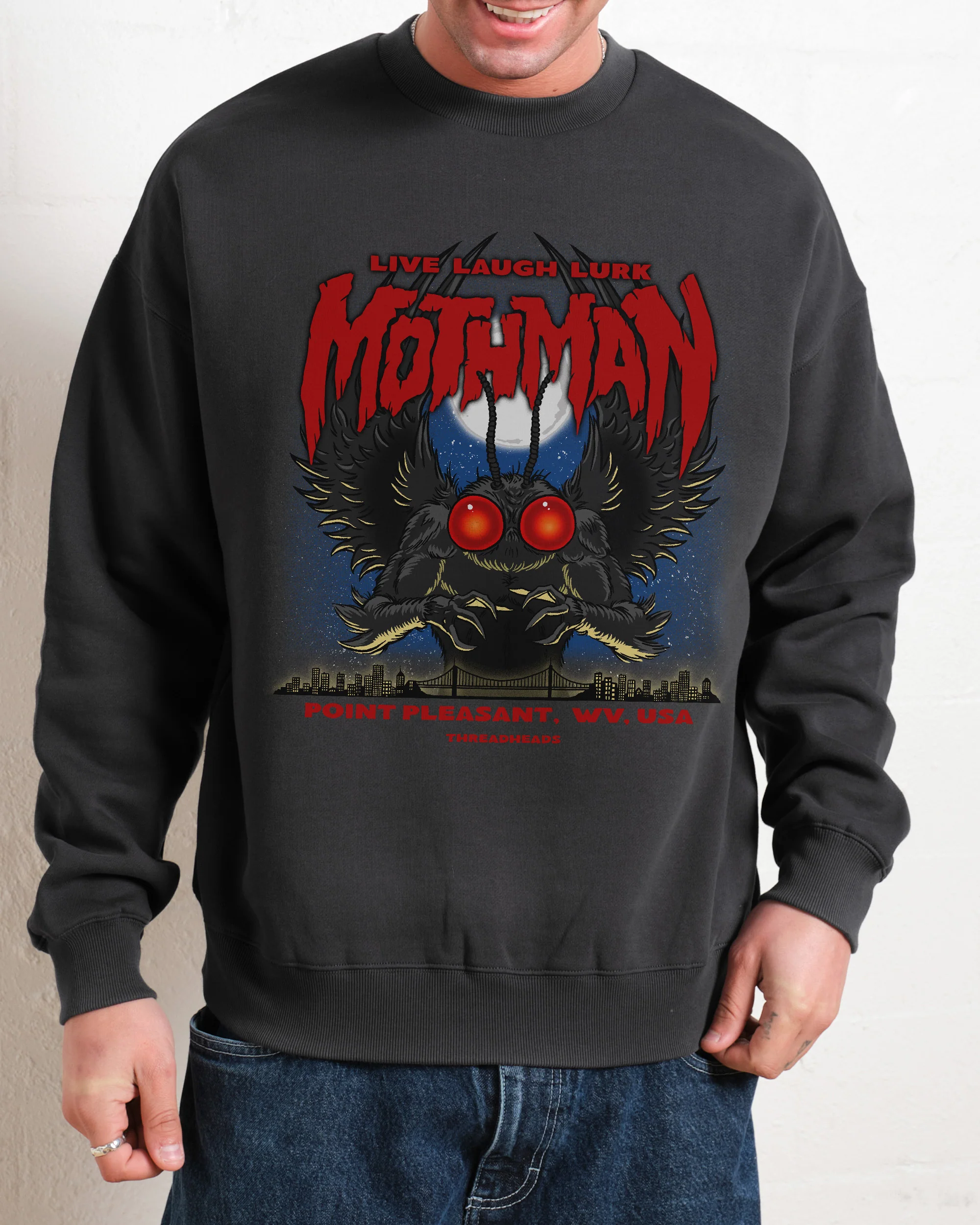 Mothman - Live Laugh Lurk Sweatshirt - Image 3