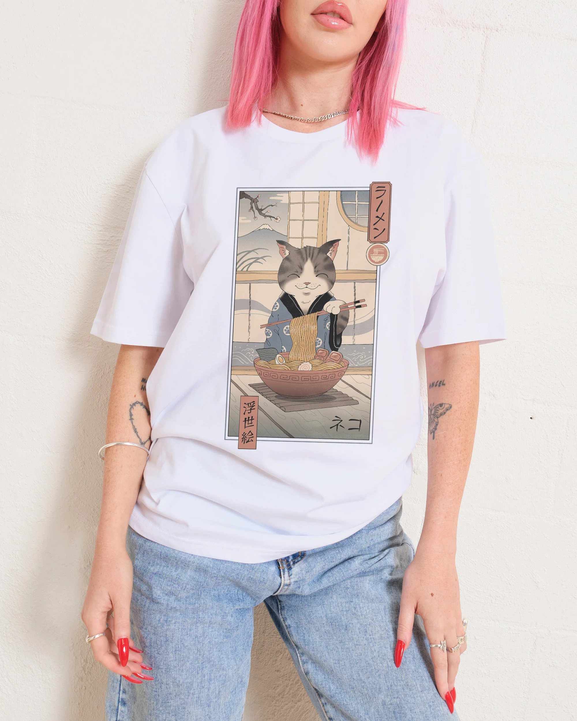 Neko Ramen Ukiyo-e T-Shirt - Image 3