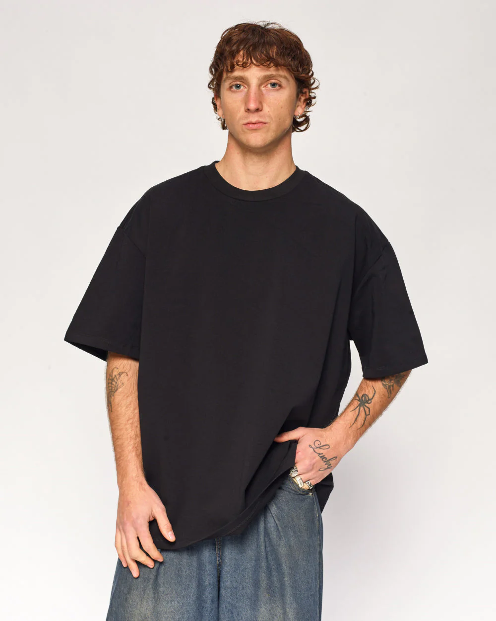 Oversized Tee 4 Pack: Charcoal, Black, Powder Blue, White - Image 4