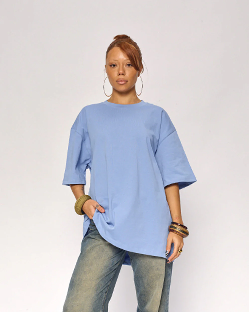 Oversized Tee 4 Pack: Charcoal, Black, Powder Blue, White - Image 6