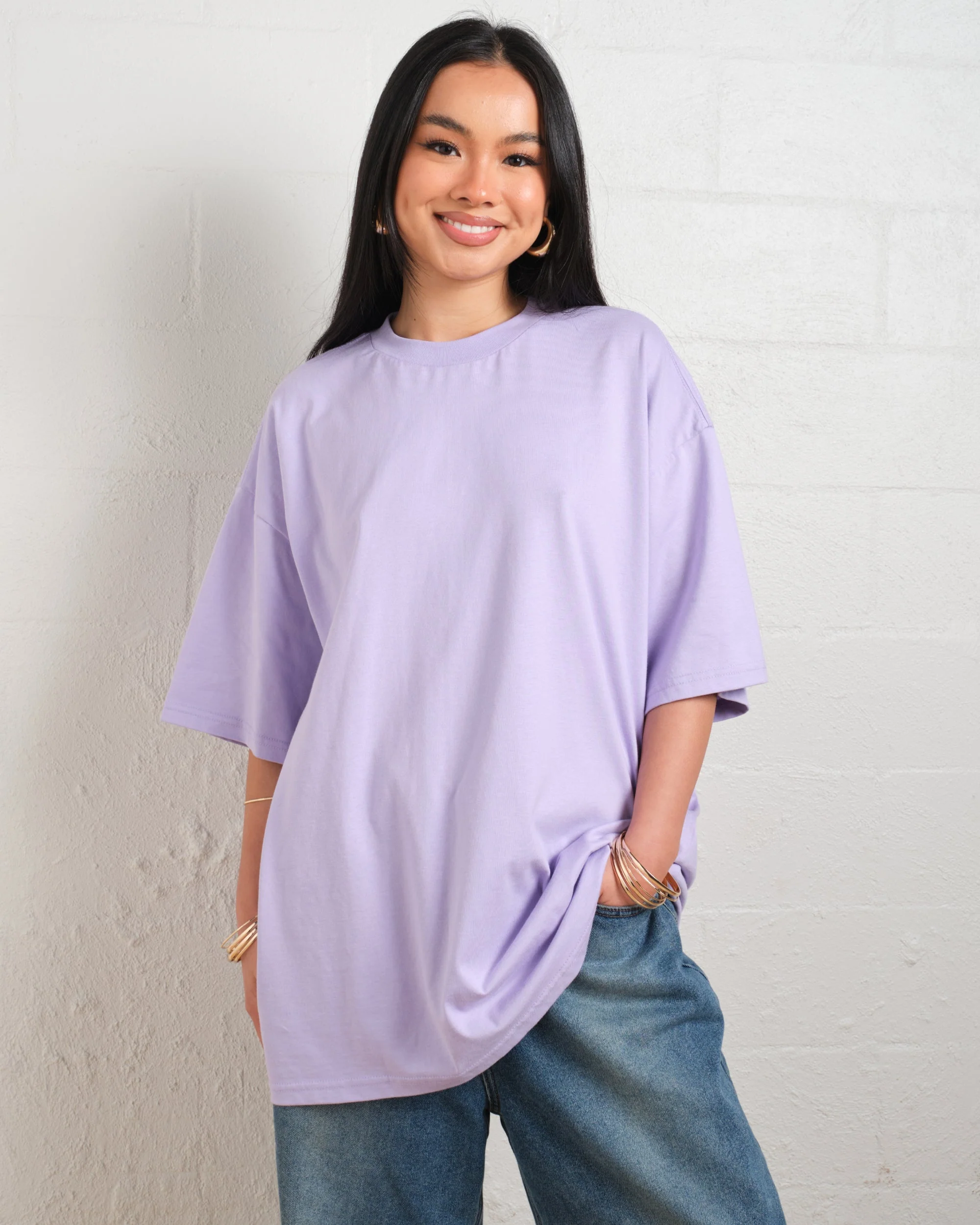 Oversized Tee 4 Pack: Powder Blue, Lilac, White, Natural - Image 3