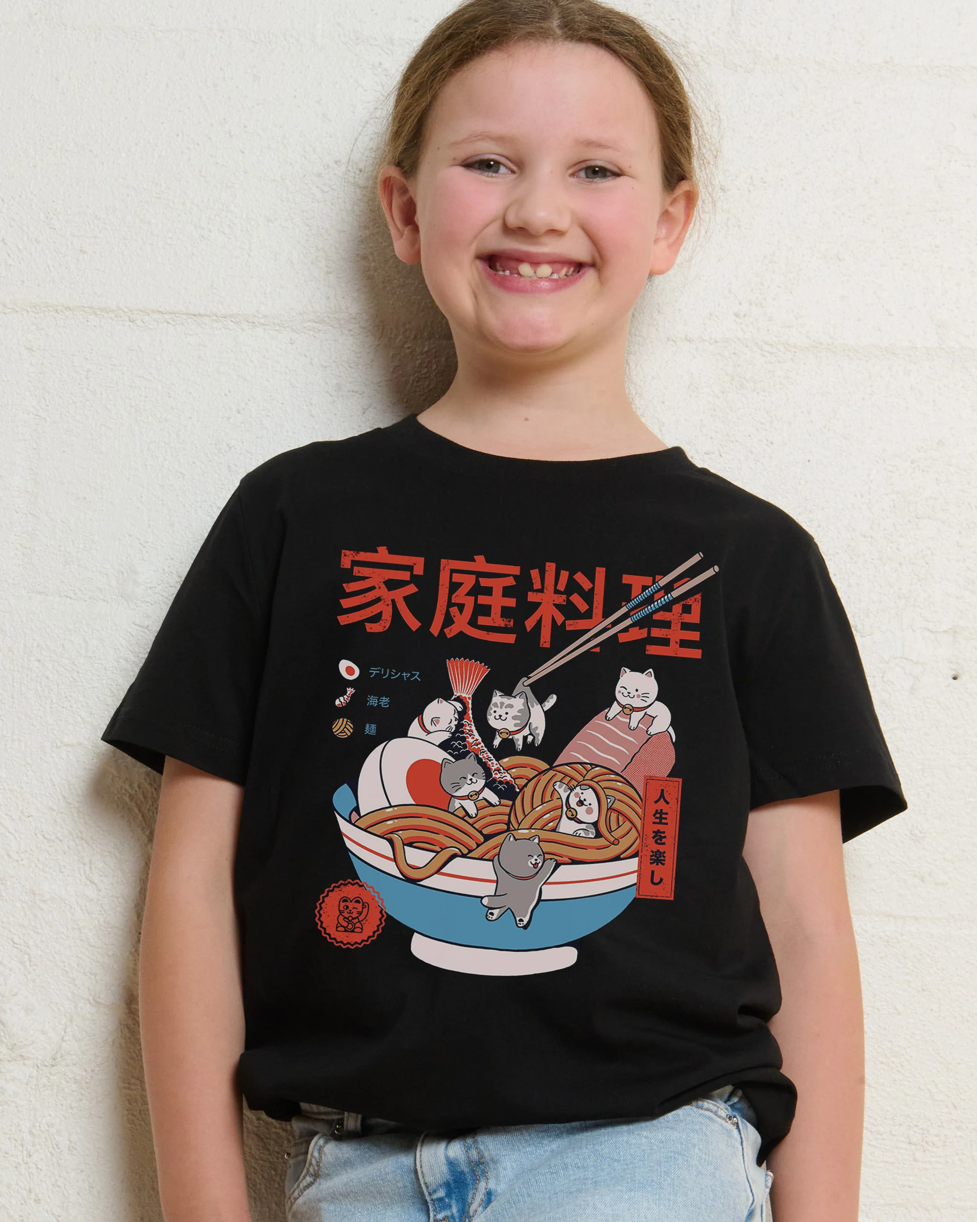 Ramen and Mini Cats Kids T-Shirt - Image 2