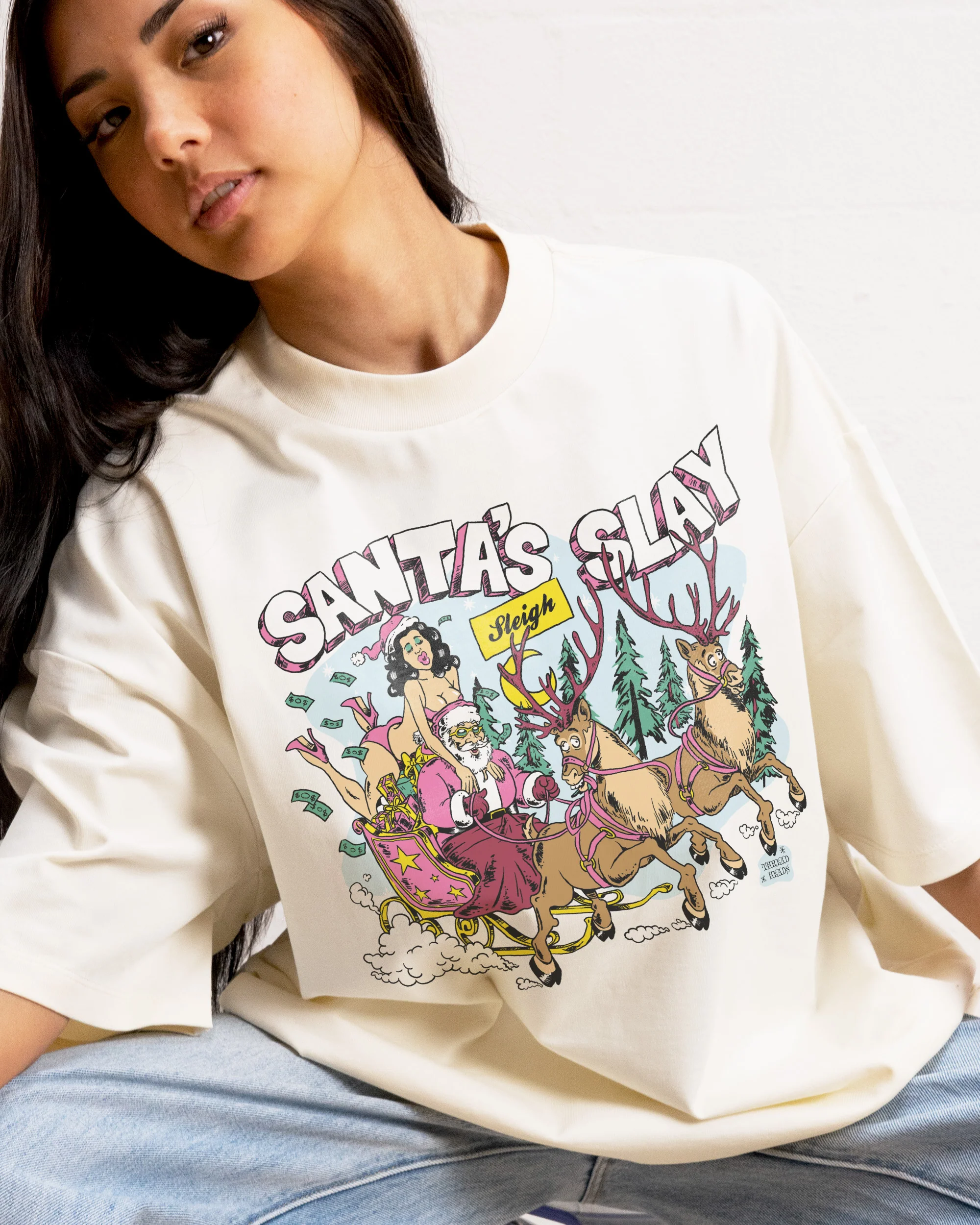 Santa Slay Oversized Tee - Image 3