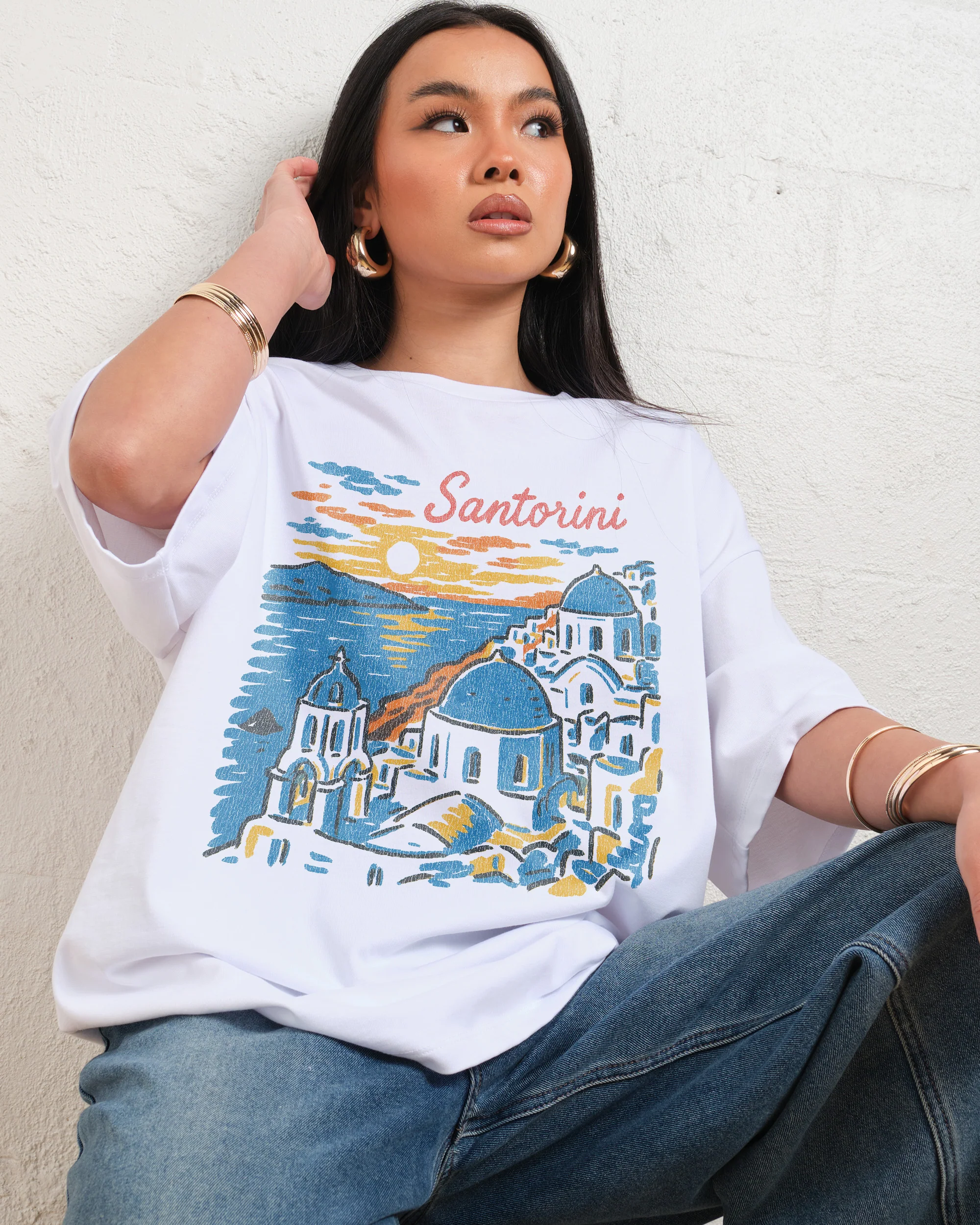 Santorini Sunset Oversized Tee - Image 4
