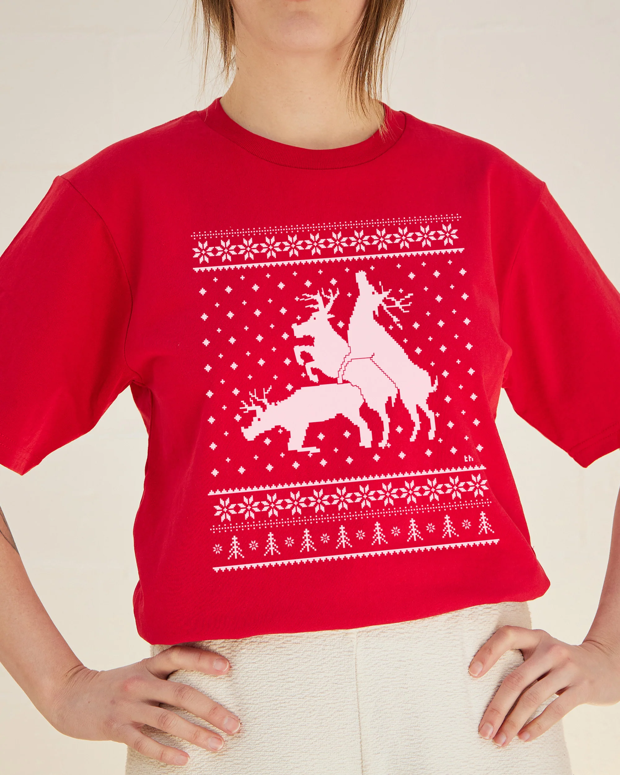 Sexing Reindeer Ugly Jumper T-Shirt - Image 2