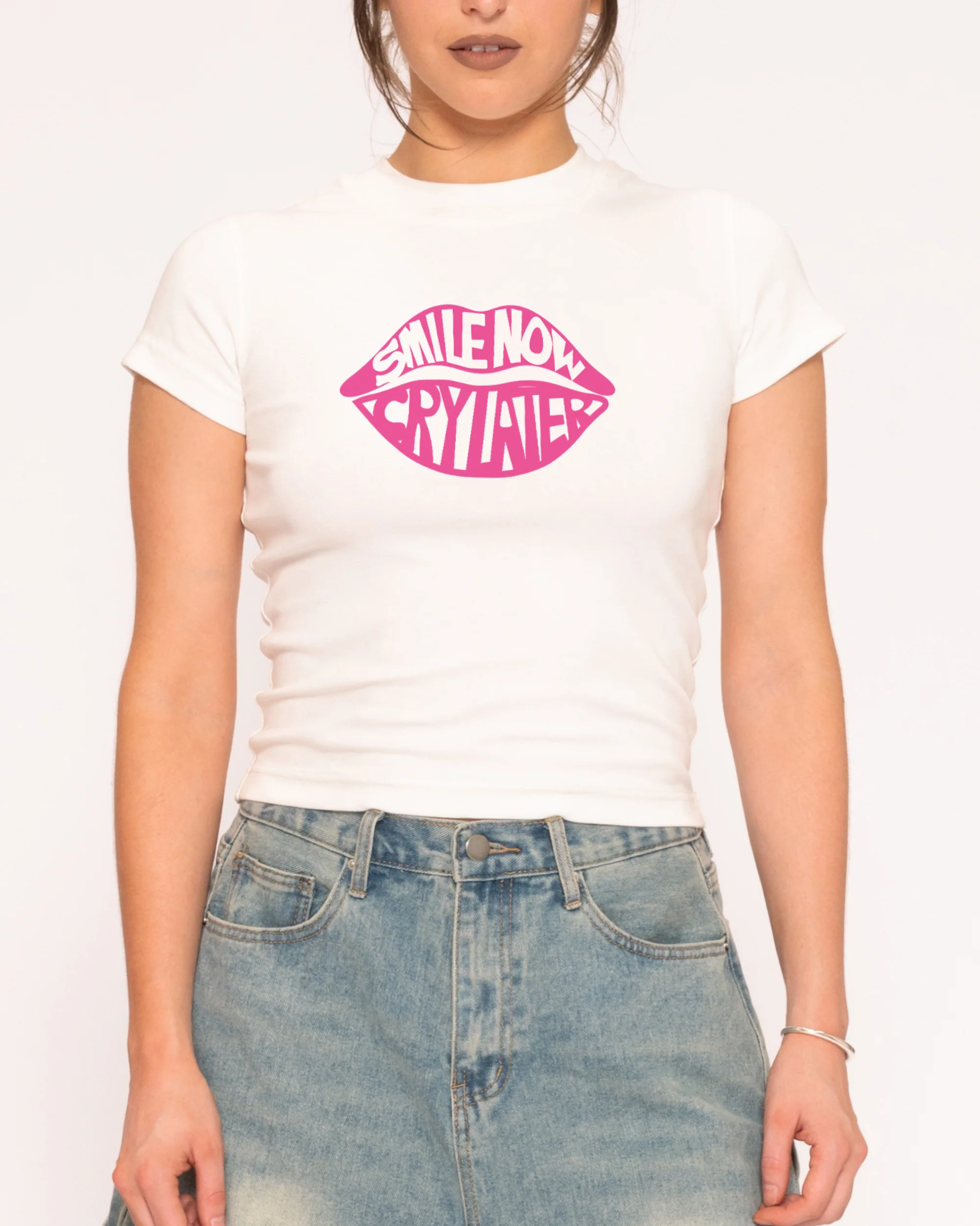 Smile Now, Cry Later Longline Baby Tee - Image 4